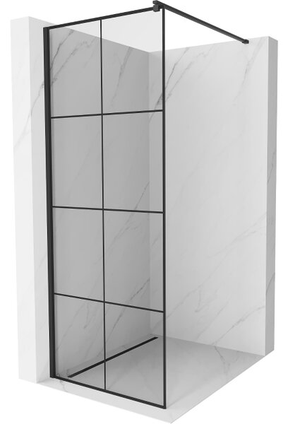 Mexen Kioto parete doccia Walk-in 80 x 200 cm, griglia nera 8 mm, nero - 800-080-101-70-77