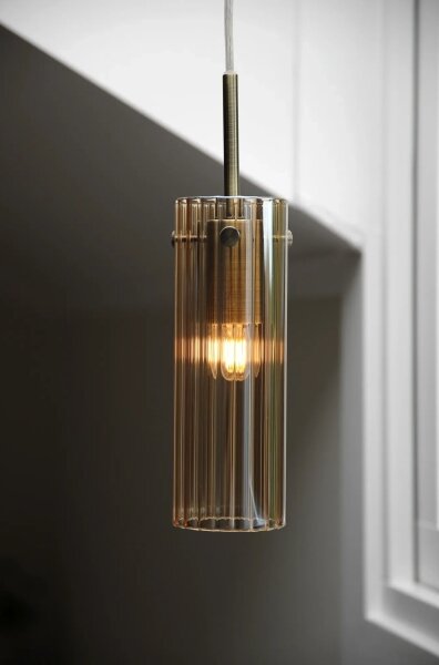 Markslöjd 109015 - Lampada a sospensione con cavo TIBIA 1xE14/40W/230V beige fumé/ottone