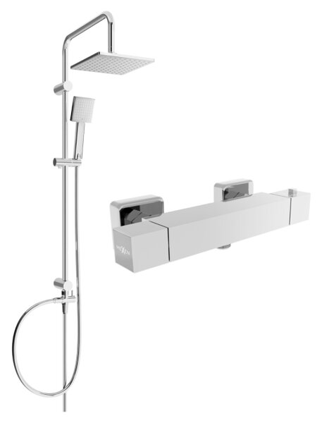Mexen Tord set doccia esterno con soffione e rubinetto doccia termostatico Cube, cromo - 77200200-00