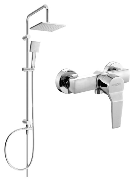 Mexen Tord set doccia esterno con soffione e miscelatore doccia Caro, cromo - 746640200-00
