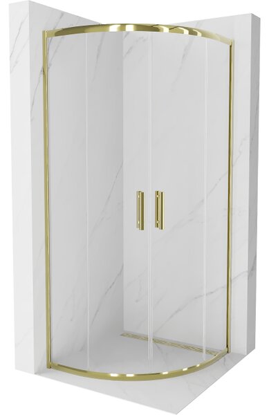 Mexen Rio cabina doccia semicircolare 80 x 80 cm, trasparente, oro - 863-080-080-50-00