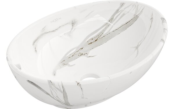 Mexen Elza lavabo da appoggio 40 x 33 cm, pietra bianca - 21014082