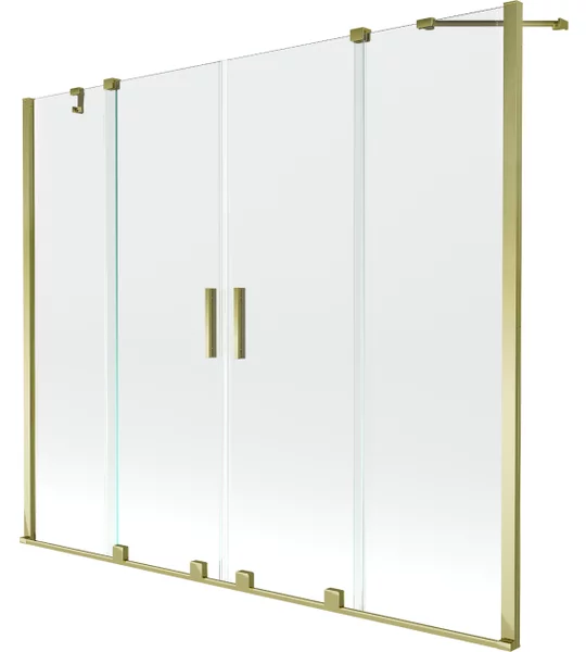 Mexen Velar Duo parete per vasca da bagno a 2 ante scorrevoli 180 x 150 cm, trasparente, dorato - 896-180-000-02-50