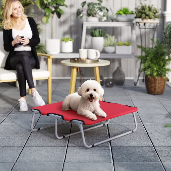 PawHut Brandina per Cani Piccoli Pieghevole per Interno ed Esterno, Metallo e Tessuto Oxford, 71x58x20 cm, Rosso