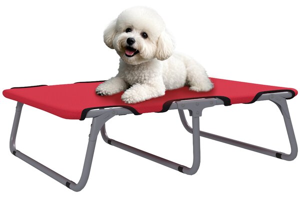PawHut Brandina per Cani Piccoli Pieghevole per Interno ed Esterno, Metallo e Tessuto Oxford, 71x58x20 cm, Rosso
