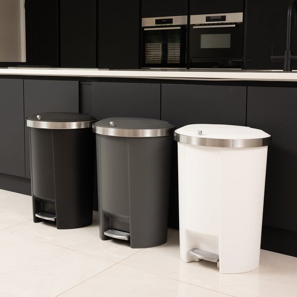 Cestino per la spazzatura in plastica bianco con pedale 50 l – Addis