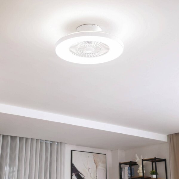 Lindby Smart Ventilatore da soffitto LED Paavo, bianco, silenzioso, Tuya Paavo Lindby, dimmerabile, Bianco / Opale, Soggiorno / Sala da pranzo, Plastica, Moderno