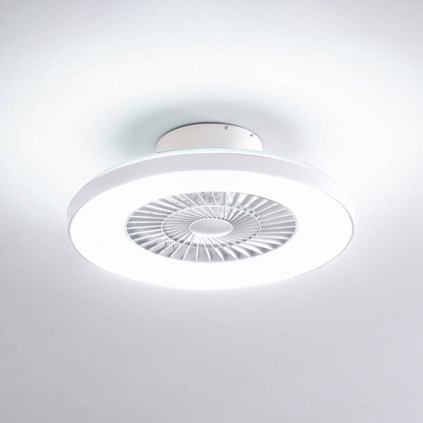 Lindby Smart Ventilatore da soffitto LED Paavo, bianco, silenzioso, Tuya Paavo Lindby, dimmerabile, Bianco / Opale, Soggiorno / Sala da pranzo, Plastica, Moderno