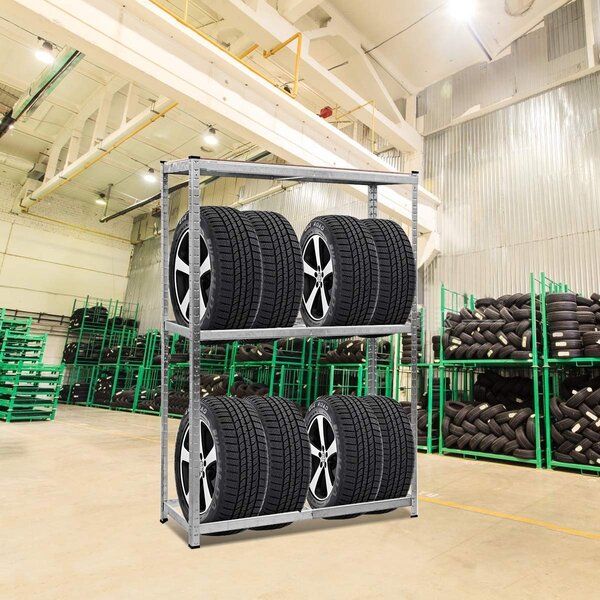 Costway Scaffale per pneumatici in acciaio zincato, Scaffale portagomme a 3 ripiani per 8 gomme