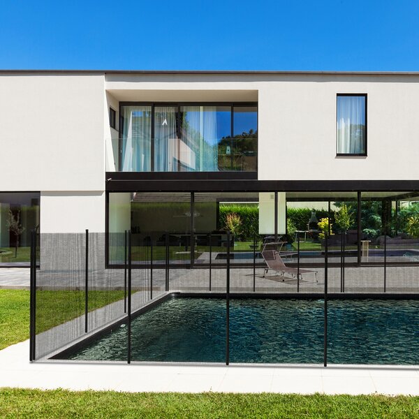 Costway Recinzione di protezione per piscina in alluminio e tessuto Barriera protettiva cancelletto di sicurezza per piscine 366x122cm
