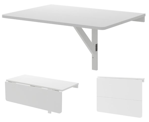Costway Scrivania galleggiante per piccoli spazi cucina camera da letto lavanderia, Tavolo pieghevole a parete Bianco
