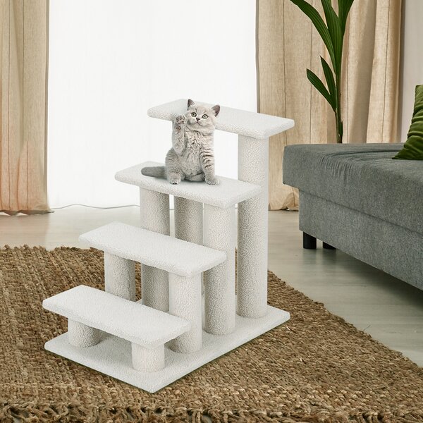 Costway Albero di gatto per graffiare in truciolare, Albero rampicante per gatti 60cm Bianco