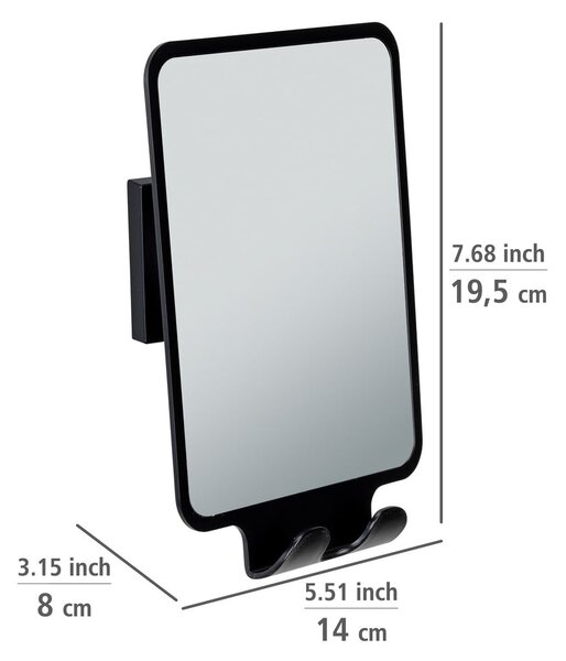 Specchio cosmetico con appendino 14x19,5 cm Quadro Black - Wenko
