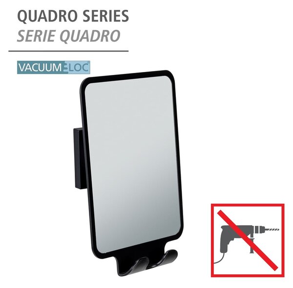 Specchio cosmetico con appendino 14x19,5 cm Quadro Black - Wenko