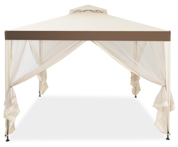 Costway Gazebo a doppio tetto con zanzariera 3x3M da esterno e campeggio Beige