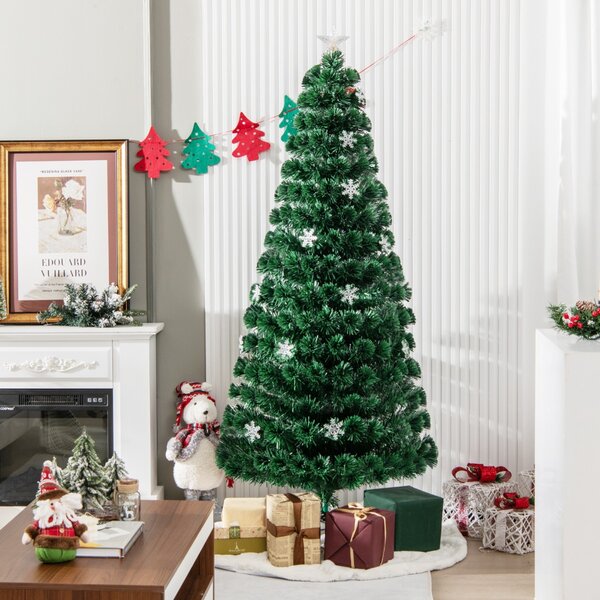 Costway 180cm Albero di natale illuminato con 28 led Albero di abete artificiale con fibra ottica cambia colore