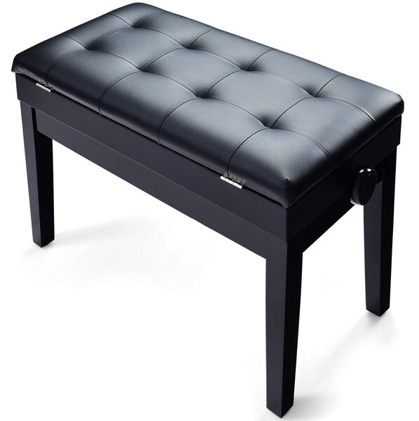 Costway Panca per pianoforte imbottita regolabile in altezza Panchetta per pianoforte 74x34x48,5-56,5cm Nero