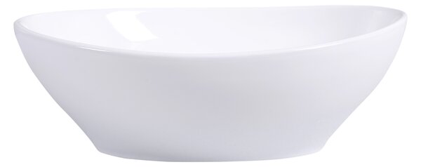 Costway Lavabo ovale in ceramica con set di tubo di scarico Lavandino di forma ovale 41x34x14cm Bianco