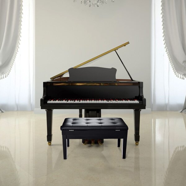 Costway Panca per pianoforte imbottita regolabile in altezza Panchetta per pianoforte 74x34x48,5-56,5cm Nero