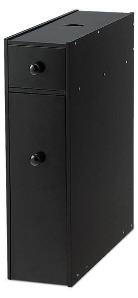 Costway Armadio sottile di stoccaggio per gabinetto, Armadietto laterale da bagno multiuso in legno 48x16x58cm Nero
