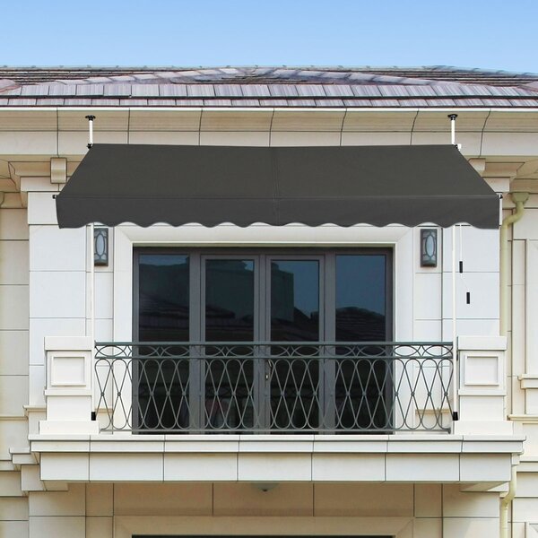 Costway Tenda da sole telescopica e retrattile, Tenda parasole resistente ai raggi UV impermeabile 300 x 120 cm Grigio