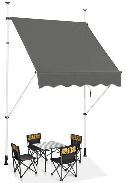 Costway Tenda da sole telescopica e retrattile, Tenda parasole resistente ai raggi UV impermeabile 150x120cm Grigio scuro