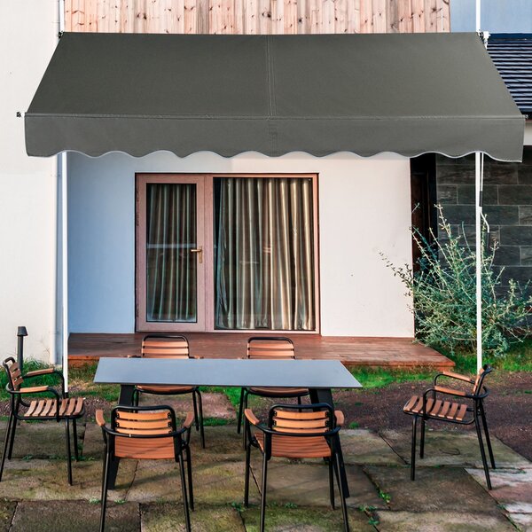 Costway Tenda da sole telescopica e retrattile, Tenda parasole resistente ai raggi UV impermeabile 250 x 120 cm Grigio