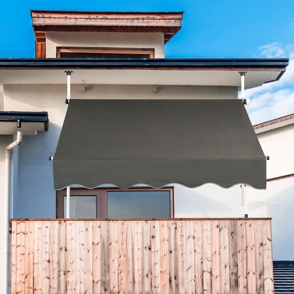 Costway Tenda da sole telescopica e retrattile, Tenda parasole resistente ai raggi UV impermeabile 150x120cm Grigio scuro