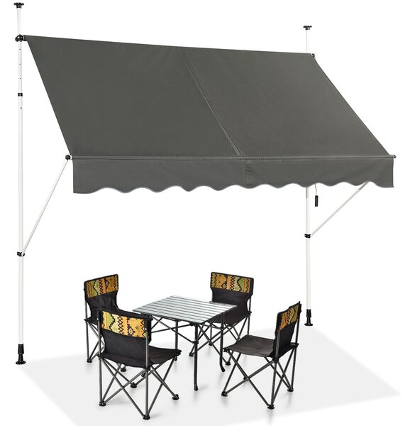 Costway Tenda da sole telescopica e retrattile, Tenda parasole resistente ai raggi UV impermeabile 250 x 120 cm Grigio