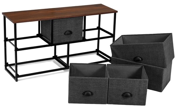 Costway Organizer con 5 cassetti, Cassettiera con struttura in ferro e scompartimenti in tessuto, Nero