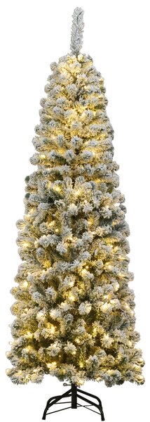Costway Albero di Natale 180 cm con 250 luci LED calde, Abete artificiale innevato illuminato