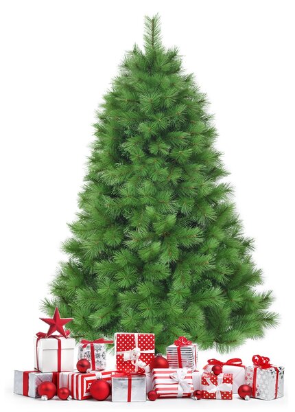 Costway Albero di Natale non illuminato 180 cm, Abete artificiale con base di metallo perfetto come decorazione