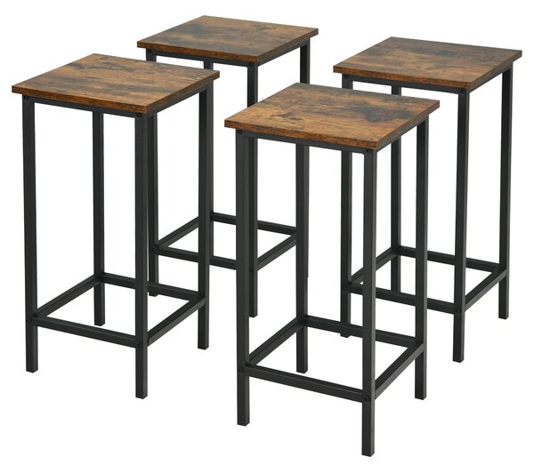 Costway Set di 4 sgabelli da bar, Sgabelli alti senza schienale in stile moderno, Marrone