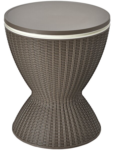 Costway Secchiello del ghiaccio 30L a imitazione rattan, Tavolo bar resistente alle intemperie con superficie Marrone