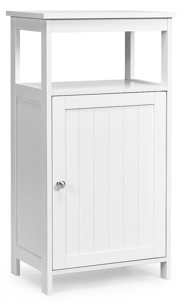 Costway Armadio per bagno di legno con anta singola e mensola regolabile, Mobile multifunzionale 40x30x70cm Bianco