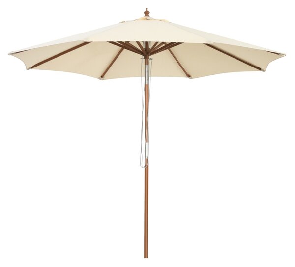 Costway Ombrellone regolabile 2,7m da esterno con struttura di legno, Parasole impermeabile per cortile e piscina Beige