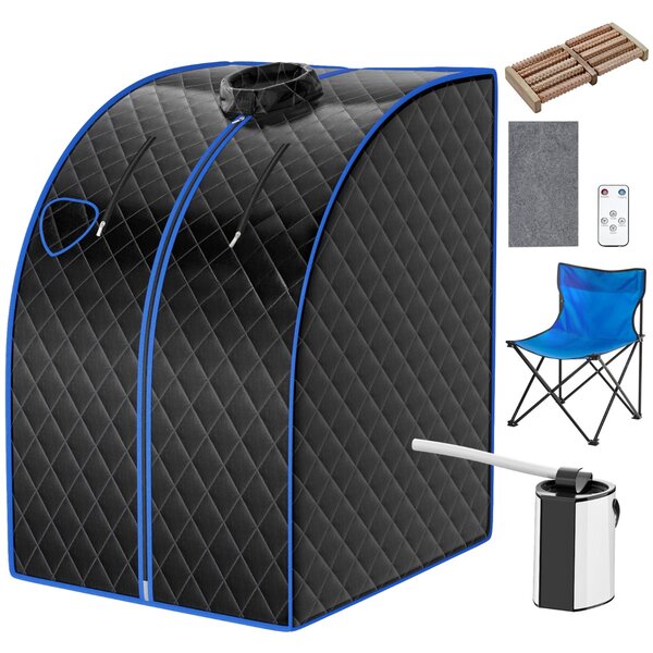 Costway Sauna a vapore portatile timer e temperatura regolabili, Sauna pieghevole 3 L con telecomando Nero