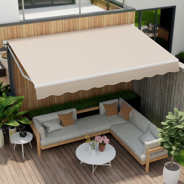 Costway Tenda da sole a caduta inclinabile da esterno, Tendalino a scomparsa con manovella 4x2,5m Beige