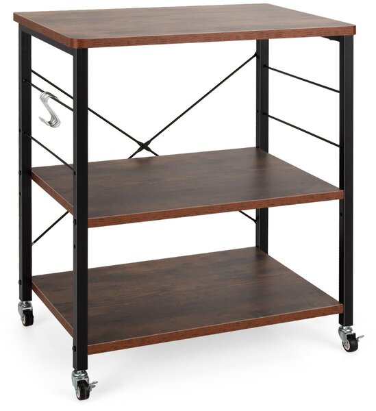 Costway Scaffale per pasticceria con 3 livelli e 10 ganci rimovibili, Carrellino da cucina per bar ristorante hotel