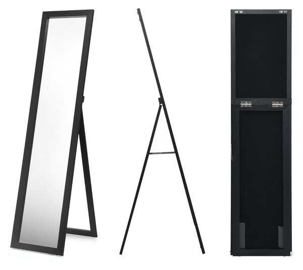 Costway Specchio a figura intera 155x37cm con struttura di legno, Specchio moderno per camera da letto salone ingresso Nero