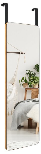 Costway Specchio rettangolare montato al muro o porta con angoli arrotondati, Specchio da trucco da appendere con 2 ganci
