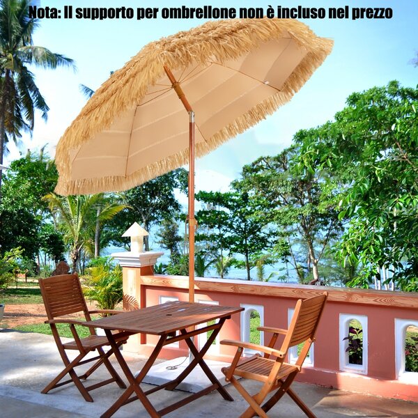 Costway Ombrellone da spiaggia 200cm con ancora inclinata, Ombrellone portatile per spiaggia cortile e piscina Naturale
