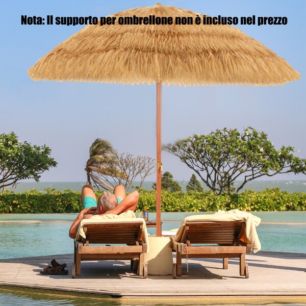 Costway Ombrellone da spiaggia 200cm con ancora inclinata, Ombrellone portatile per spiaggia cortile e piscina Naturale
