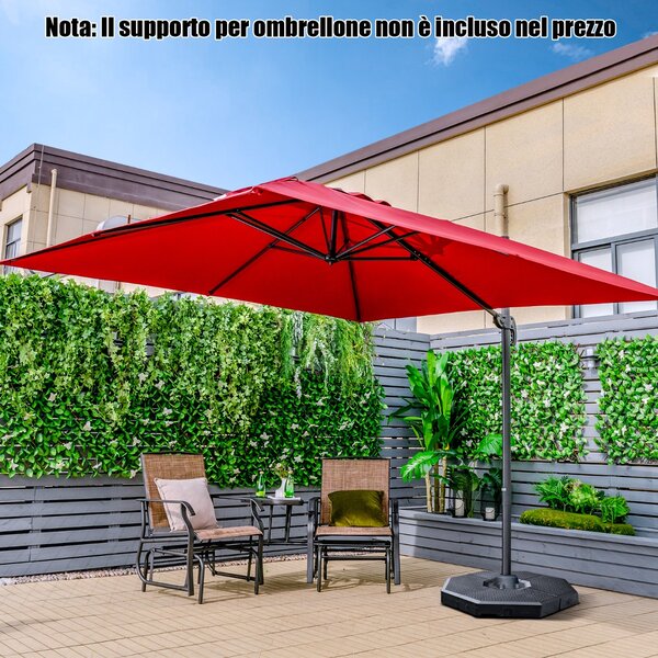 Costway Ombrellone 300 cm per cortile con 3 inclinazioni e rotazione a 360°, Ombrellone da esterno con 8 stecche Rosso Bordeaux