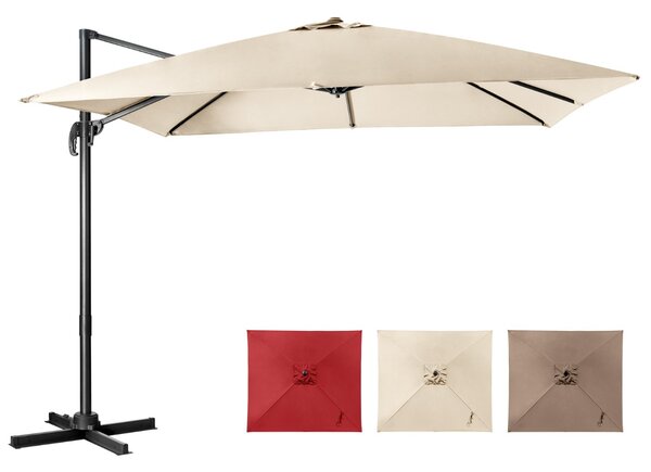 Costway Ombrellone 300 cm per cortile con 3 inclinazioni e rotazione a 360°, Ombrellone da esterno con 8 stecche Beige