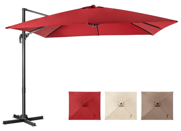 Costway Ombrellone 300 cm per cortile con 3 inclinazioni e rotazione a 360°, Ombrellone da esterno con 8 stecche Rosso Bordeaux