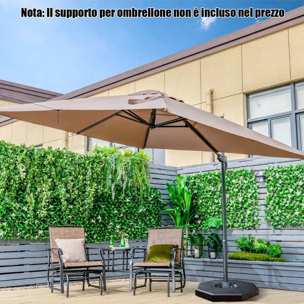 Costway Ombrellone 300 cm per cortile con 3 inclinazioni e rotazione a 360°, Ombrellone da esterno con 8 stecche Caffè