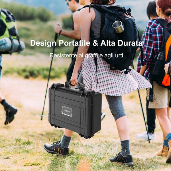 Costway Custodia dura impermeabile portatile per apparecchi elettronici, Scatola asciutta con involucro duro 56x44x22cm Nero