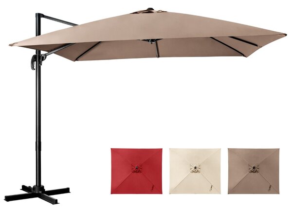 Costway Ombrellone 300 cm per cortile con 3 inclinazioni e rotazione a 360°, Ombrellone da esterno con 8 stecche Caffè