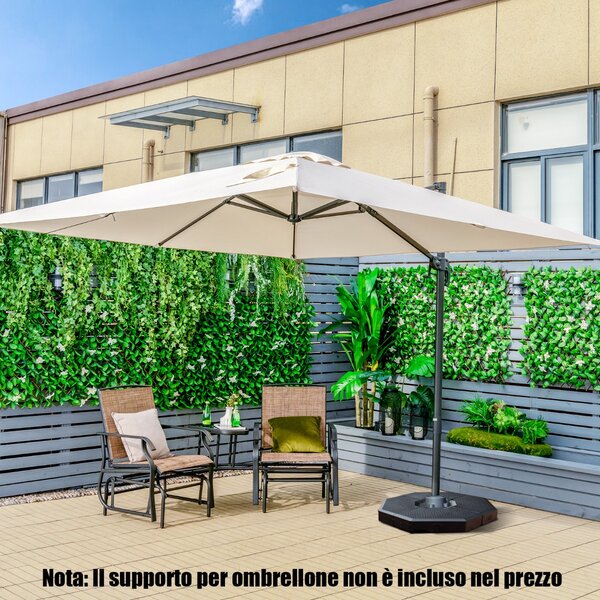 Costway Ombrellone 300 cm per cortile con 3 inclinazioni e rotazione a 360°, Ombrellone da esterno con 8 stecche Beige